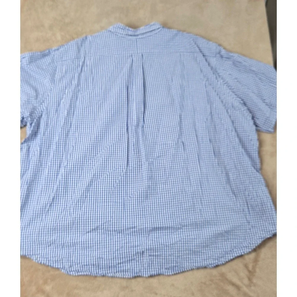 Polo Ralph Lauren Seersucker Shirt Men 4XB Big Blue Gingham Plaid Button Down